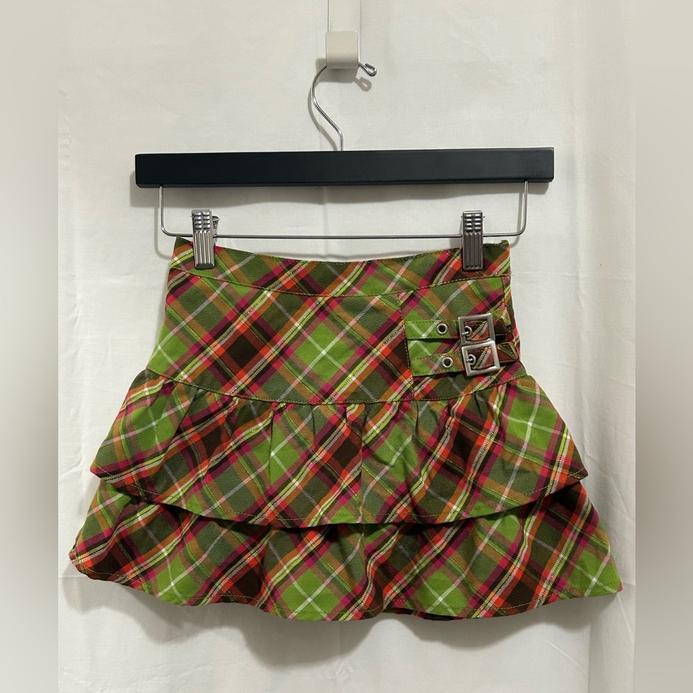 The Children's Place - Green and Red Plaid Ruffled Mini Skirt